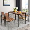 4 Pieces Rustic Dining Table Set with 2 Chairs and Bench