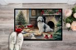 Old English Sheepdog Christmas Cookies Doormat Front Door Mat Indoor Outdoor Rugs for Entryway, Non Slip Washable Low Pile, 24H X 36W