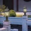 Outdoor Post Light, Black Pole Lantern Lighting Fixture with Pier Mount Base Hard Wired