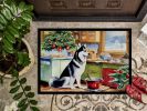 Siberian Husky Christmas Cookies Doormat Front Door Mat Indoor Outdoor Rugs for Entryway, Non Slip Washable Low Pile, 24H X 36W