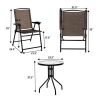 Garden Furniture Outdoor Patio Bistro 3 Pieces Set of Round Table and Folding Chairs