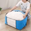 2Pcs Clothes Storage Bag 90L Large Capacity Foldable Closet Organizer w/ Thick Fabric Clear Window Dual-Zipper