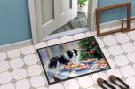 Border Collie Christmas Cookies Doormat Front Door Mat Indoor Outdoor Rugs for Entryway, Non Slip Washable Low Pile, 24H X 36W