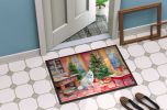 Japanese Spitz Christmas Cookies Doormat Front Door Mat Indoor Outdoor Rugs for Entryway, Non Slip Washable Low Pile, 24H X 36W