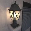 Outdoor Post Light, Black Pole Lantern Lighting Fixture with Pier Mount Base Hard Wired