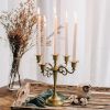 3/5-Arm Metal Plated Candle Holders Retro Candelabra European Style Simple Romantic Candlestick Pillar Wedding Party Centerpiece