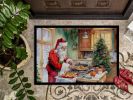 Cookies with Santa Claus Father Christmas Doormat Front Door Mat Indoor Outdoor Rugs for Entryway, Non Slip Washable Low Pile, 24H X 36W