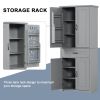 Bathroom Storage Cabinet with Doors and Drawer, Multiple Storage Space, Adjustable Shelf