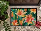 Lilies in Watercolor Doormat Front Door Mat Indoor Outdoor Rugs for Entryway, Non Slip Washable Low Pile, 24H X 36W