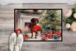 Dachshund Cozy Christmas Doormat Front Door Mat Indoor Outdoor Rugs for Entryway, Non Slip Washable Low Pile, 24H X 36W