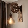 Retro Industrial Wall Sconce, 1Pack Antique Brass Vintage Plug In Wall Lighting