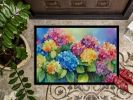 Hydrangeas in Watercolor Doormat Front Door Mat Indoor Outdoor Rugs for Entryway, Non Slip Washable Low Pile, 24H X 36W