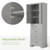 Storage Cabinet with 2 Doors and 4 Drawers for Bathroom, Office, Adjustable Shelf, MDF Board with Painted Finish