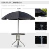 Outsunny 6 Piece Patio Dining Set for 4 with Umbrella, Outdoor Table and Chairs with 4 Folding Dining Chairs & Round Glass Table for Garden