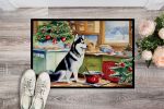 Siberian Husky Christmas Cookies Doormat Front Door Mat Indoor Outdoor Rugs for Entryway, Non Slip Washable Low Pile, 24H X 36W