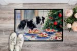 Border Collie Christmas Cookies Doormat Front Door Mat Indoor Outdoor Rugs for Entryway, Non Slip Washable Low Pile, 24H X 36W