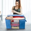 2Pcs Clothes Storage Bag 90L Large Capacity Foldable Closet Organizer w/ Thick Fabric Clear Window Dual-Zipper