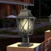 Outdoor Post Light, Black Pole Lantern Lighting Fixture with Pier Mount Base Hard Wired