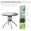 Outsunny 6 Piece Patio Dining Set for 4 with Umbrella, Outdoor Table and Chairs with 4 Folding Dining Chairs & Round Glass Table for Garden