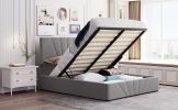 Queen size Upholstered Platform bed with a Hydraulic Storage System